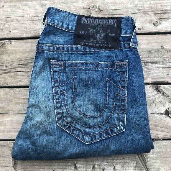 Vintage True Religion Jeans Size 36 BOBBY SUPER T Blue - Picture 3 of 9